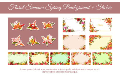 Floral Summer Spring Background + Sticker