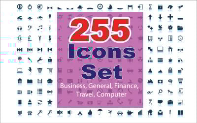 255 Icon Set-collectie | EPS, AI | Zakelijk, financieel, algemeen en meer