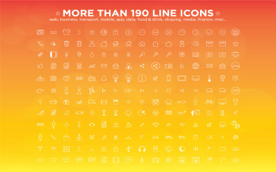 190 lijn pictogrammen collectie | AI, EPS | Gemakkelijk te bewerken