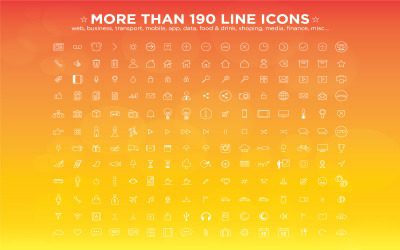190 řádek ikony kolekce | AI, EPS | Snadné úpravy|