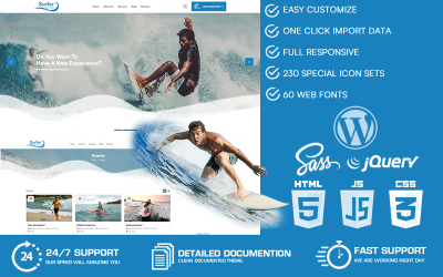Surfer - Тема WordPress для клуба серфинга
