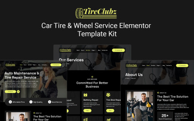 TireClubz - Kit de plantilla Elementor de servicio de neumáticos y ruedas de automóviles
