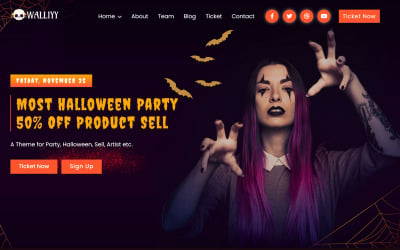 Walliyy - Halloween-evenement en -feest Html5-sjabloon voor bestemmingspagina