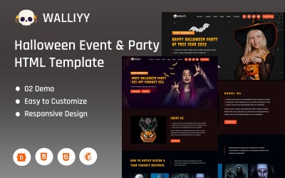 Walliyy - Шаблон цільової сторінки HTML для вечірки та заходу на Хелловін