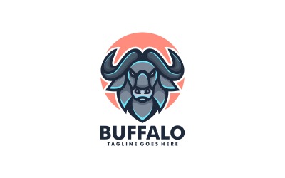 Design de logotipo de mascote simples de búfalo