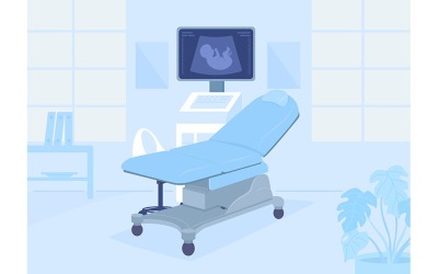 Máquina de ultrasonido para la ilustración de vector de color plano de embarazo