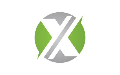 X 字母徽标模板。矢量图。 V8