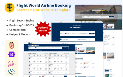 FlightWorld - Airline Booking Search Engine Website Template