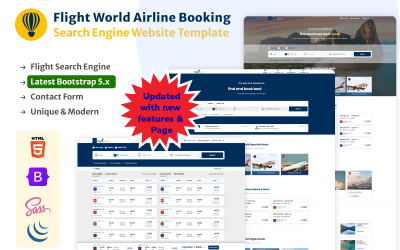 FlightWorld - Havayolu Rezervasyon Arama Motoru Web Sitesi Şablonu