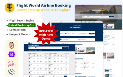FlightWorld – шаблон веб-сайту пошукової системи бронювання авіакомпаній