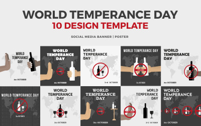 Gráficos del Día Mundial de la Templanza Banner Elementos de diseño vectorial y póster