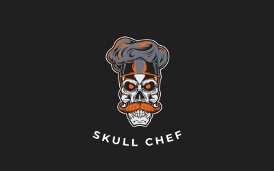 Modello grafico del logo dello chef del teschio