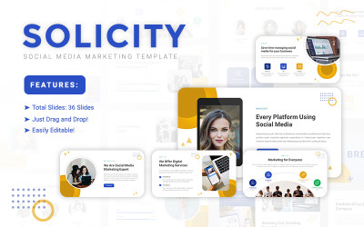 Solicity – közösségi média marketing PowerPoint prezentációs sablon