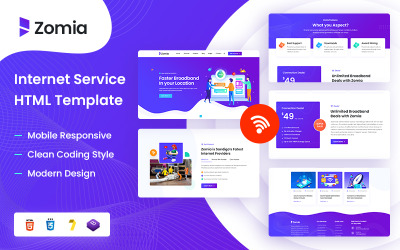 Zomia - ISP és internetszolgáltatás Bootsrtap HTML5 weboldal sablon