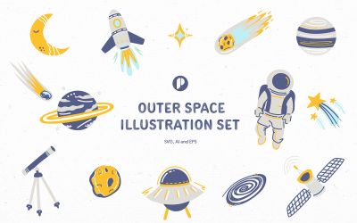 Grote Universum Outer Space Illustratie Set