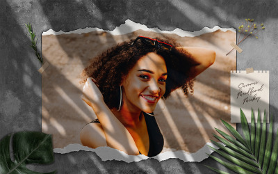 Torn Photo Template with natural shadows