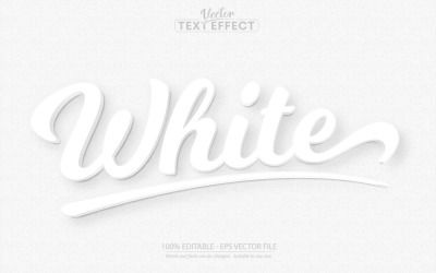 Белый - редактируемый текстовый эффект, минимальный и мультяшный стиль текста, графическая иллюстрация