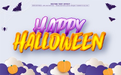 Boldog Halloween - szerkeszthető szöveghatás, Halloween és rajzfilm szövegstílus, grafikai illusztráció