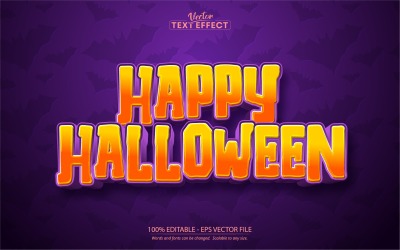 Halloween: efecto de texto editable, estilo de texto de dibujos animados y Halloween, ilustración gráfica