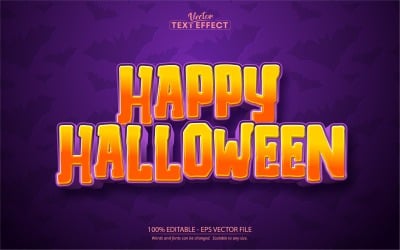 Halloween - Effetto testo modificabile, Halloween e stile testo cartone animato, illustrazione grafica