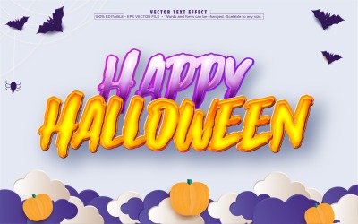 Happy Halloween - Effetto testo modificabile, Halloween e stile testo cartone animato, illustrazione grafica