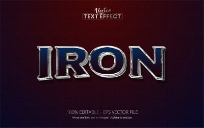 Iron - Editable Text Effect, Calligraphy Metallic Shiny Text Style, Graphics Illustration