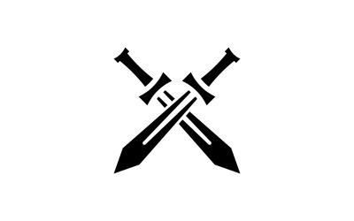 Kereszt kard logó sablon. vektoros illusztráció. V8