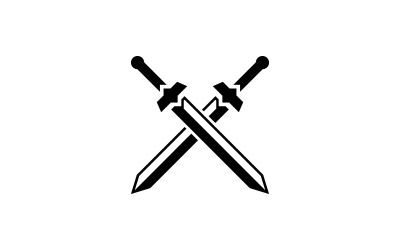 Kruis zwaard Logo sjabloon. Vector illustratie. V9