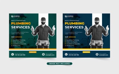 Plumber and handyman web banner vector