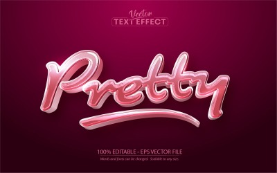 Pretty - redigerbar texteffekt, komisk och tecknad textstil, grafikillustration