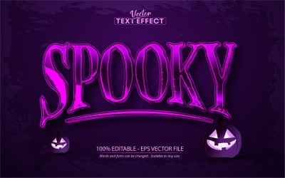 Spooky - Efeito de texto editável, estilo de texto de Halloween e desenho animado, ilustração gráfica
