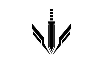 Szablon Logo krzyż miecz. Ilustracja wektorowa. V1