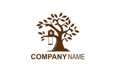 Bomen en huizen minimalistisch plat logo