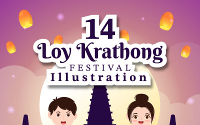 14 Illustrazione del festival di Loy Krathong