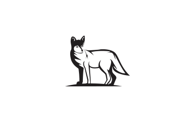 Logo d&amp;#39;art de ligne plate de loup noir