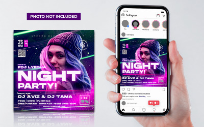 Noční klub Dj Party Flyer Příspěvek na sociální média a Web Banner