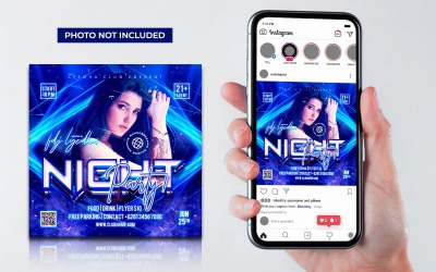 Blue Night Club Dj Party Flyer Social Media
