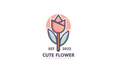 Blumen-einfacher Maskottchen-Logo-Stil