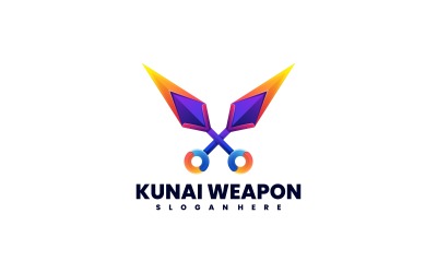 Kunai Silah Gradyan Renkli Logo