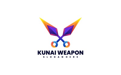 Kunai Wapen Gradiënt Kleurrijk Logo
