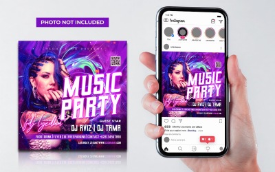 Purple Neon Club Dj Party Ulotka Media społecznościowe