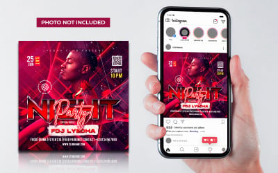 Red Night Club Dj Party Flyer Social Media