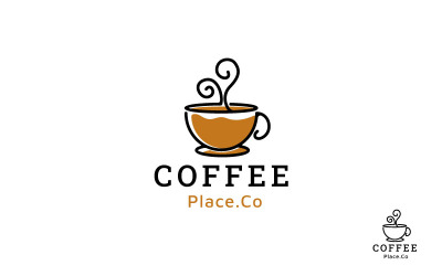 Line art kávé Logo Design Vector