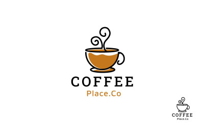 Linea arte caffè Logo Design vettore