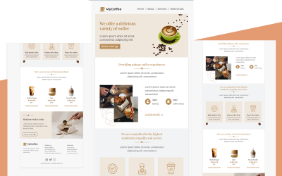 MyCoffee - Modelo de e-mail multifuncional para cafeteria responsivo