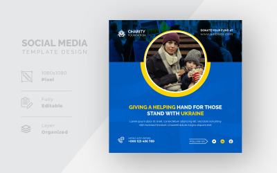 Stare con l&amp;#39;Ucraina Social Media Template Design