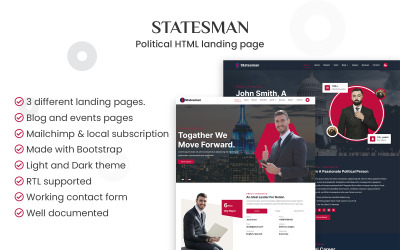 Statesman - Campagna di voto e modello di sito Web politico