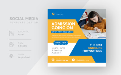School Admission Yellow Style Social Media Post