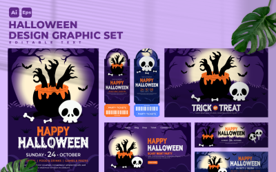 Conjunto gráfico de design de Halloween V13
