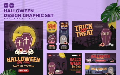 Halloween Design grafisk uppsättning V15